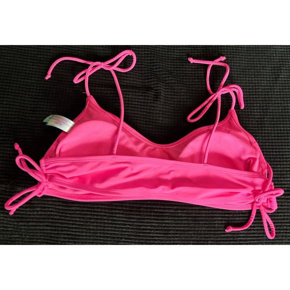 No Boundaries Neon Pink‎ Bikini Top Size XL Tie Straps Lined Padded - Picture 3 of 5